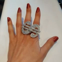 A Chorus Line Rhinestone Dollar Sign Ring Jewelry