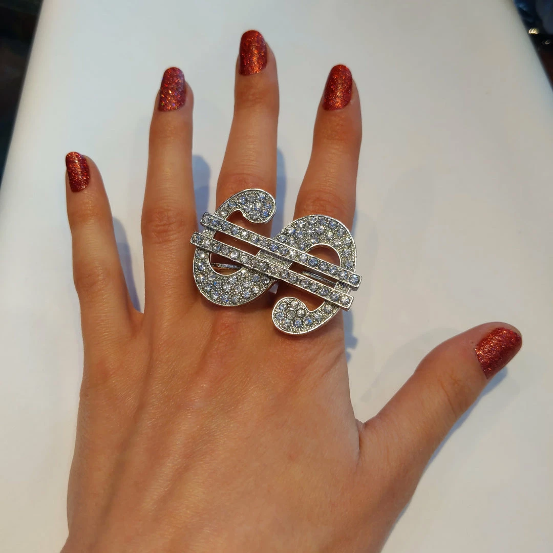 A Chorus Line Rhinestone Dollar Sign Ring Jewelry 4 A Chorus Line Rhinestone Dollar Sign Ring Jewelry