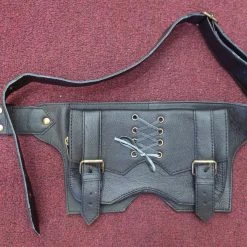 Kashi Leather Lace-Up Pocket 2 Buckle Belt