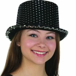 JH Company Black Sequin Top Hat