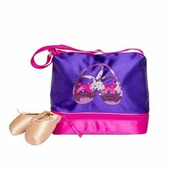 Horizon Gifts & Accessories Tote - Satin Sequins Ballet Shoes (Purple)
