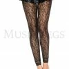 Music Legs Themes Footless Lace Tights (Black)
