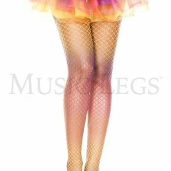 Music Legs Rainbow Fishnet Tights (Adult)