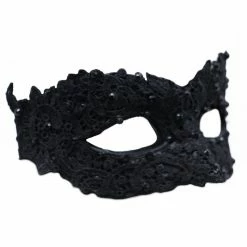 WF Imports Black Venetian Mask
