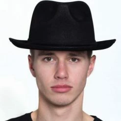 HMS Period Decades Leatherlike Gangster Hat