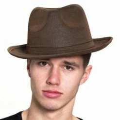 HMS Period Decades Leatherlike Gangster Hat