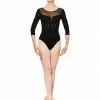 Dance Boutique Embroidered Trim 3/4 Sleeve Leotard By Bloch (Adult)