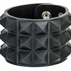 Perfectly Punk Rubber Pyramid Studded Bracelet (3-row)