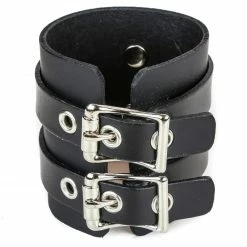Perfectly Punk Leather Buckle Bracelet (2-line)