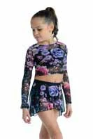 Danznmotion Dance Boutique Black Garden Print Mesh Skirt (Child)