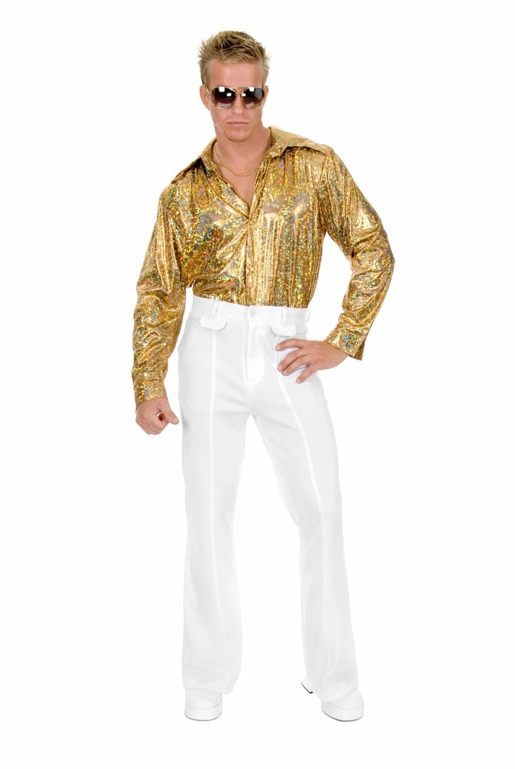 Charades Costumes Gold Glitter Disco Shirt (Adult) 3 Charades Costumes Gold Glitter Disco Shirt (Adult)