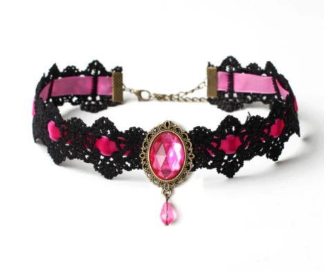 SAM Corporation Lace Choker With Teardrop Stone Chokers 6 SAM Corporation Lace Choker With Teardrop Stone Chokers