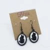 Fizz Jewelry Black Cat Cameo Earrings
