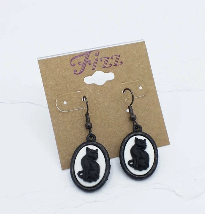 Fizz Jewelry Black Cat Cameo Earrings 3 Fizz Jewelry Black Cat Cameo Earrings