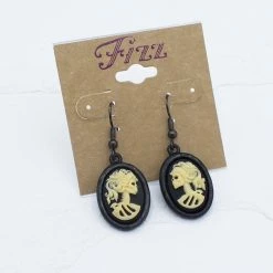 Fizz Jewelry Bone Lolita Cameo Earrings Classic Halloween