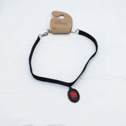 Fizz Jewelry Red Rose Cameo Velvet Choker Holidays