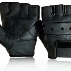 Perfectly Punk Fingerless Leather Biker Gloves Themes