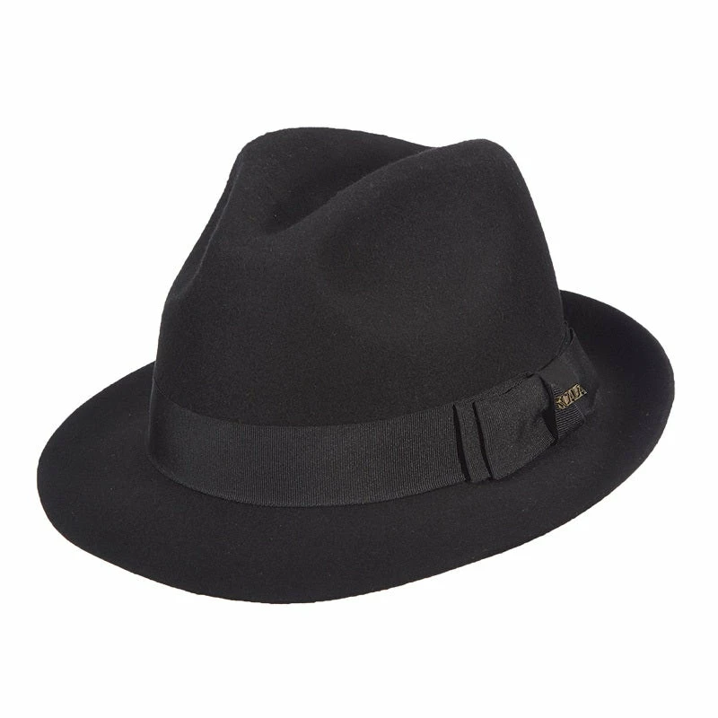 Dorfman Pacific Fedora Crushable Wool Felt - Black 3 Dorfman Pacific Fedora Crushable Wool Felt - Black