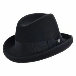 Dorfman Pacific Period Decades Fedora Ultra Felt - Black