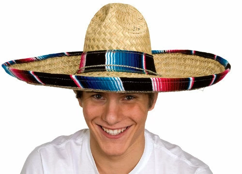 JH Hat Company Sombrero With Serape Trim Band (Adult) 3 JH Hat Company Sombrero With Serape Trim Band (Adult)