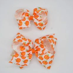 Wee Ones Halloween Pumpkin Bow White