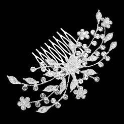 SAM Corporation Headbands Crystal Flower Leaf Comb