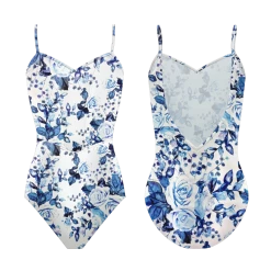 Danse De Paris Jardin Leotard Blue Print