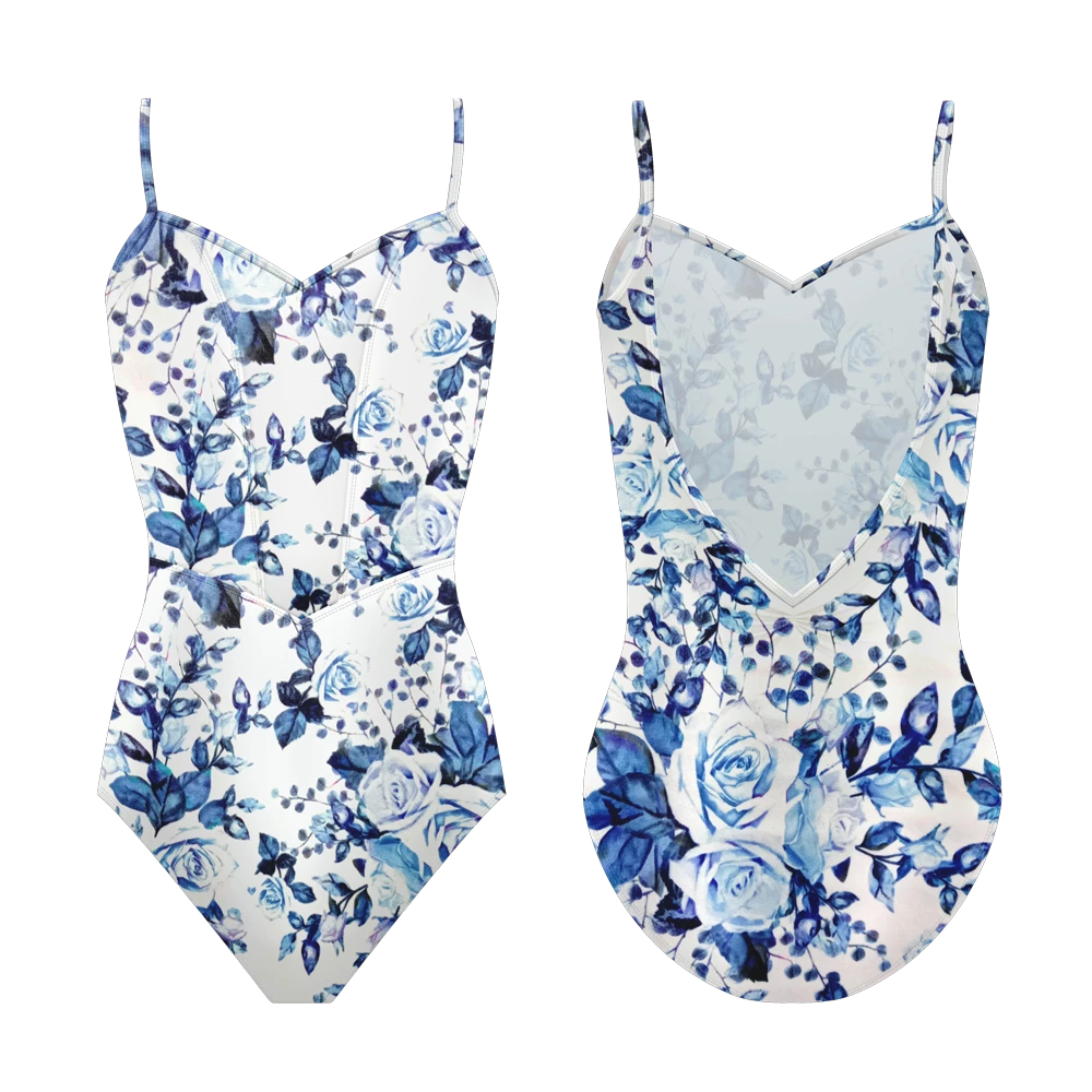Danse De Paris Jardin Leotard Blue Print 3 Danse De Paris Jardin Leotard Blue Print