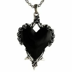 WF Imports Jewelry Black Heart Necklace