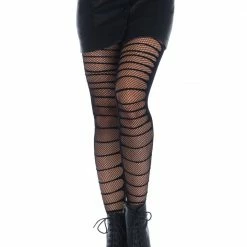 Leg Avenue Shredded Spandex And Fishnet Tights Legwear