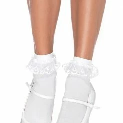 Leg Avenue Themes Nylon Anklet With Lace Ruffle