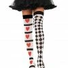 Leg Avenue Harlequin And Heart Thigh Highs