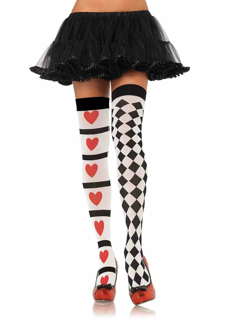Leg Avenue Harlequin And Heart Thigh Highs 3 Leg Avenue Harlequin And Heart Thigh Highs