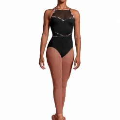 Mirella Halter Neck Print Trim Leotard (Adult)