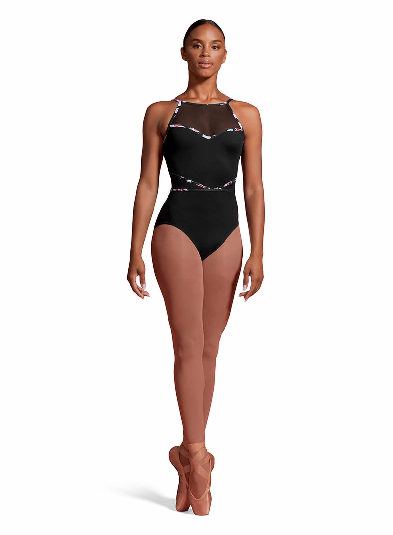 Mirella Halter Neck Print Trim Leotard (Adult) 3 Mirella Halter Neck Print Trim Leotard (Adult)