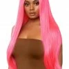 Leg Avenue Hair Long Straight Center Part Wig- Pink
