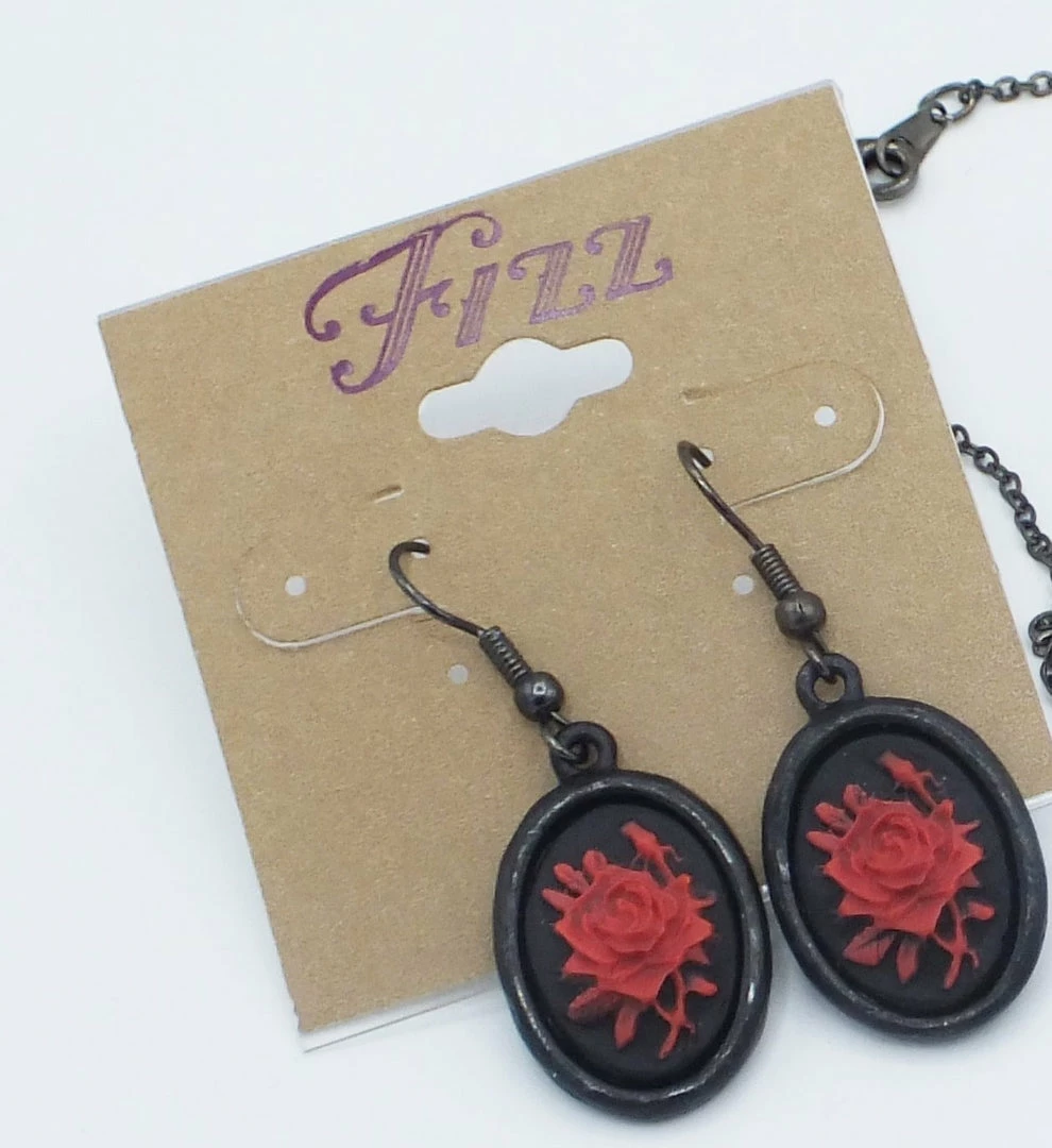 Fizz Jewelry Classic Halloween Red Rose Cameo Earrings 3 Fizz Jewelry Classic Halloween Red Rose Cameo Earrings