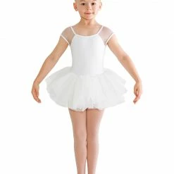 Bloch Mesh Back Cap Sleeve Tutu Dress (White)