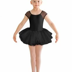 Bloch Mesh Back Cap Sleeve Tutu Dress (Black) Dance Boutique