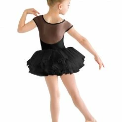 Bloch Mesh Back Cap Sleeve Tutu Dress (Black) Dance Boutique