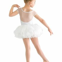 Bloch Mesh Back Cap Sleeve Tutu Dress (White)