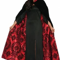 Underwraps Deluxe Velvet And Satin Flocked Cape (Adult)