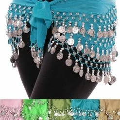 Apple Accessories Costuming Separates Belly Dance Silver Coin Hip Scarf